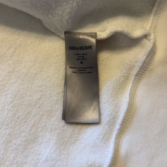 Zadig & Voltaire Comfy Rock Gold Studs Zip Up Hoodie White Blanc Medium Like New - Picture 9 of 9